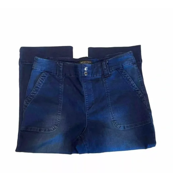 Rekucci Woman’s Secret Figure Denim Pull-On Easy Fit Shaping Jean Crop S… - Picture 3 of 13